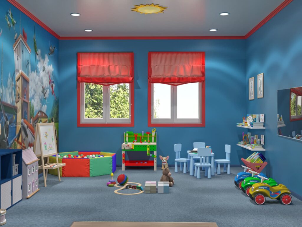дизайн интерьера детской игровой комнаты